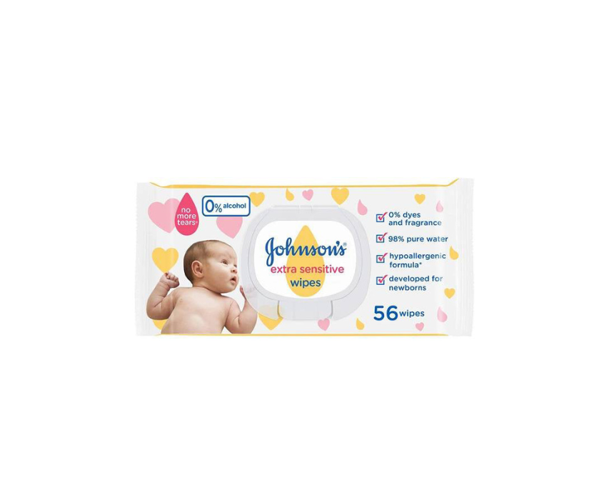Johnson Baby Wipes Extra Sensitive 56 Pieces Johnson Baby Wipes Extra Sensitive 56 Pieces - Image 1