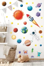 Space Kids Wall Sticker Set - Image 