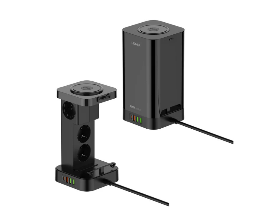 Tower Extension Cord Tower Extension Cord (4 Outlets, 4 USB Ports, & Wireless Charger) - Image 1