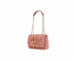 Love Moschino Embossed Velour Bag in Pink and Gold - Image 
