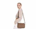 Guess Monogram Crossbody Bag in Beige - Image 