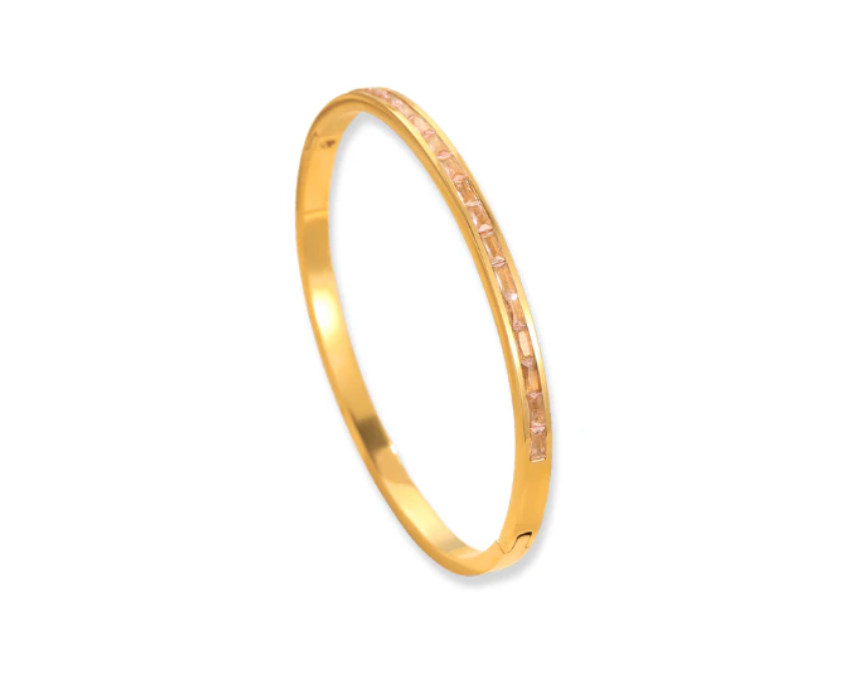 Untitled design (32) Light Pink Stone Bangle - Image 1