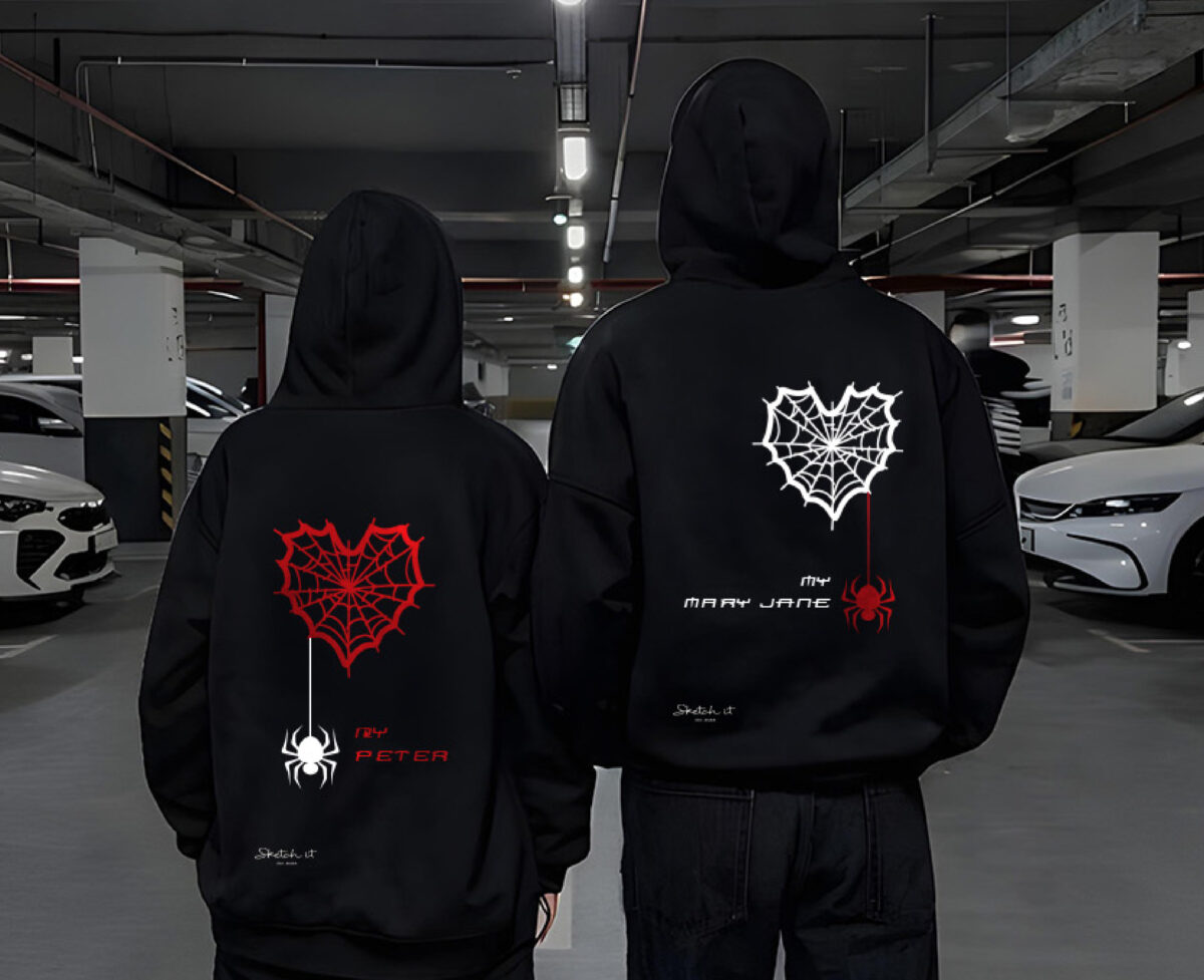 Spiderman Valentine Couple Hoodies - Image 
