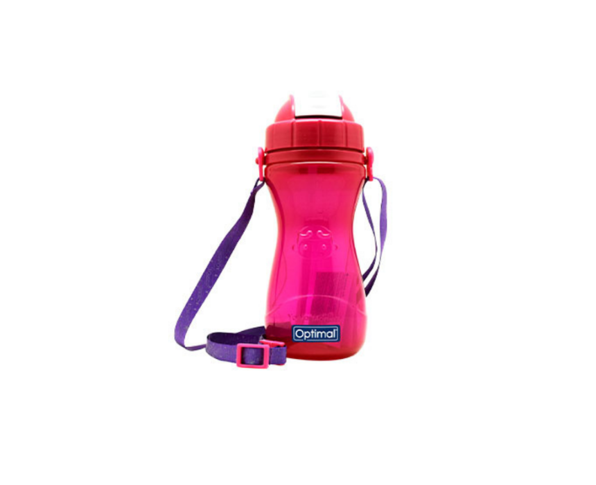 0101 Silicone Straw Bottle 500ML Pink - Image 1