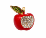 Red Enamel And Crystal Apple Brooch - Image 