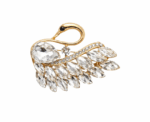 Elegant Gold And Crystal Swan Brooch - Image 