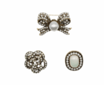 Vintage Style Pearl And Crystal Brooch Set Set Of 3 - Image 