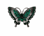 Vintage Style Green Crystal Butterfly Brooch - Image 