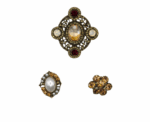 Vintage Style Champagne And Pearl Brooch Set Set of 3 - Image 