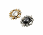 Luxury Crystal And Pearl Jeweled Button Sew On 2.5 X 2 Cm Brooch - Image 