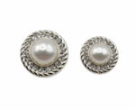 Silver Rope And Pearl Jewel Button Sew On - Image 