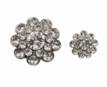 Silver Crystal Sunburst Jewel Button Sew On - Image 