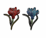 Crystal Pave Tulip Brooch Red Or Blue - Image 