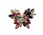 Multi Color Crystal Butterfly Brooch Gold Tone - Image 