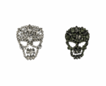 Handmade Crystal Skull Brooch Edgy Glam Statement Pin Clear Or Smoky - Image 