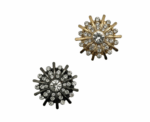 Gold Crystal Starburst Button Cover Spiked Radiant Cache Bouton Brooch - Image 