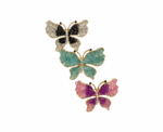 Crushed Crystal Butterfly Brooch Collection Gold Tone Geode Style Pin 3 Colors - Image 