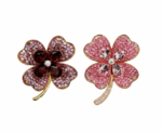 Sparkling Crystal Four Leaf Clover Brooch - Image 