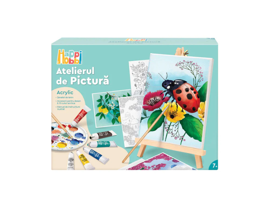 1 HappiHobbi Painting Workshop Acrylic Drawing Set With Wooden Easel - Image 1