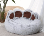 Diameter Plush Paw Print Pet Bed in 55cm - Image 