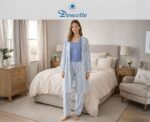 Doucette Women’s 3-Piece Robe & Pyjama Set in Blue - Image 
