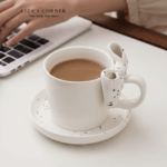 Handmade Bow Ceramic Cup & Plate Set - Image 