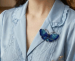 Vintage Style Blue Enamel And Crystal Butterfly Brooch - Image 