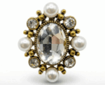 Luxury Crystal And Pearl Jeweled Button Sew On 2.5 X 2 Cm Brooch - Image 