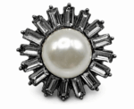Pearl And Baguette Crystal Halo Button Sew On 2.2 Cm - Image 