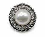 Silver Rope And Pearl Jewel Button Sew On - Image 