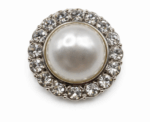 Classic Pearl And Crystal Halo Button Sew On Silver - Image 