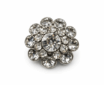 Silver Crystal Sunburst Jewel Button Sew On - Image 