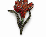 Crystal Pave Tulip Brooch Red Or Blue - Image 