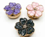 Sakura Enamel And Crystal Button Covers Cherry Blossom Shirt Clips 2 Cm Brooch - Image 