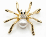 Pearl And Crystal Spider Brooch Gold Or Silver - Image 
