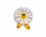 Enamel Daisy Flower Brooch Pastel Lavender And Yellow Bloom Pin - Image 
