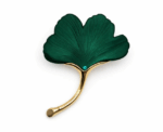 Frosted Ginkgo Leaf Brooch Collection Matte Gold Stem Nature Pin - Image 