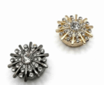 Gold Crystal Starburst Button Cover Spiked Radiant Cache Bouton Brooch - Image 