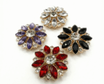 Crystal Flower Button Covers Jewel Tone Shirt Embellishments 2.5 Cm Brooch - Image 