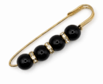 Black Pearl And Crystal Safety Pin Brooch Beaded Kilt Pin Gold Or Gunmetal - Image 