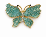 Crushed Crystal Butterfly Brooch Collection Gold Tone Geode Style Pin 3 Colors - Image 