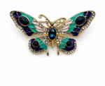 Vintage Style Enamel And Rhinestone Butterfly Brooch - Image 