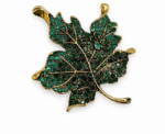 Sparkling Crystal Maple Leaf Brooch Gold Tone Autumn Nature Pin 2 Colors - Image 