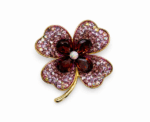 Sparkling Crystal Four Leaf Clover Brooch - Image 