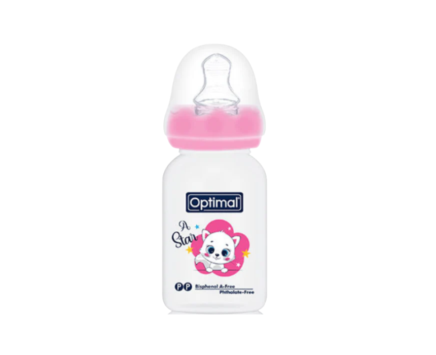 2021 Narrow Neck Orthodontic Feeding Bottle 140 ML Pink - Image 1