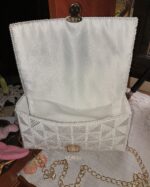 White Chic Handbag with Black Design - Image 