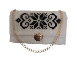 White Chic Handbag with Black Design - Image 