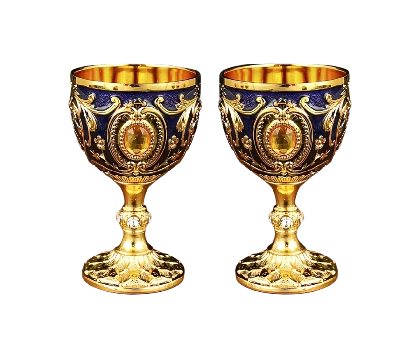 229 Vintage Embossed Metal Wine Goblets in 2pcs - Image 1