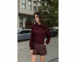 Leather Short In Burgundy - Image 