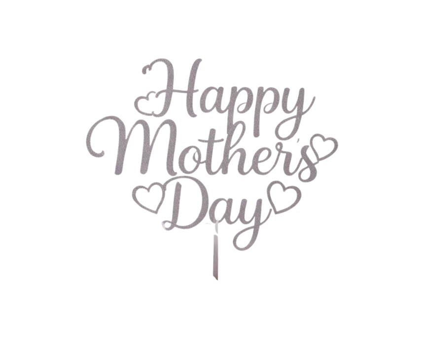 3 Happy Mother's Day Cake Topper in Silver - Image 1